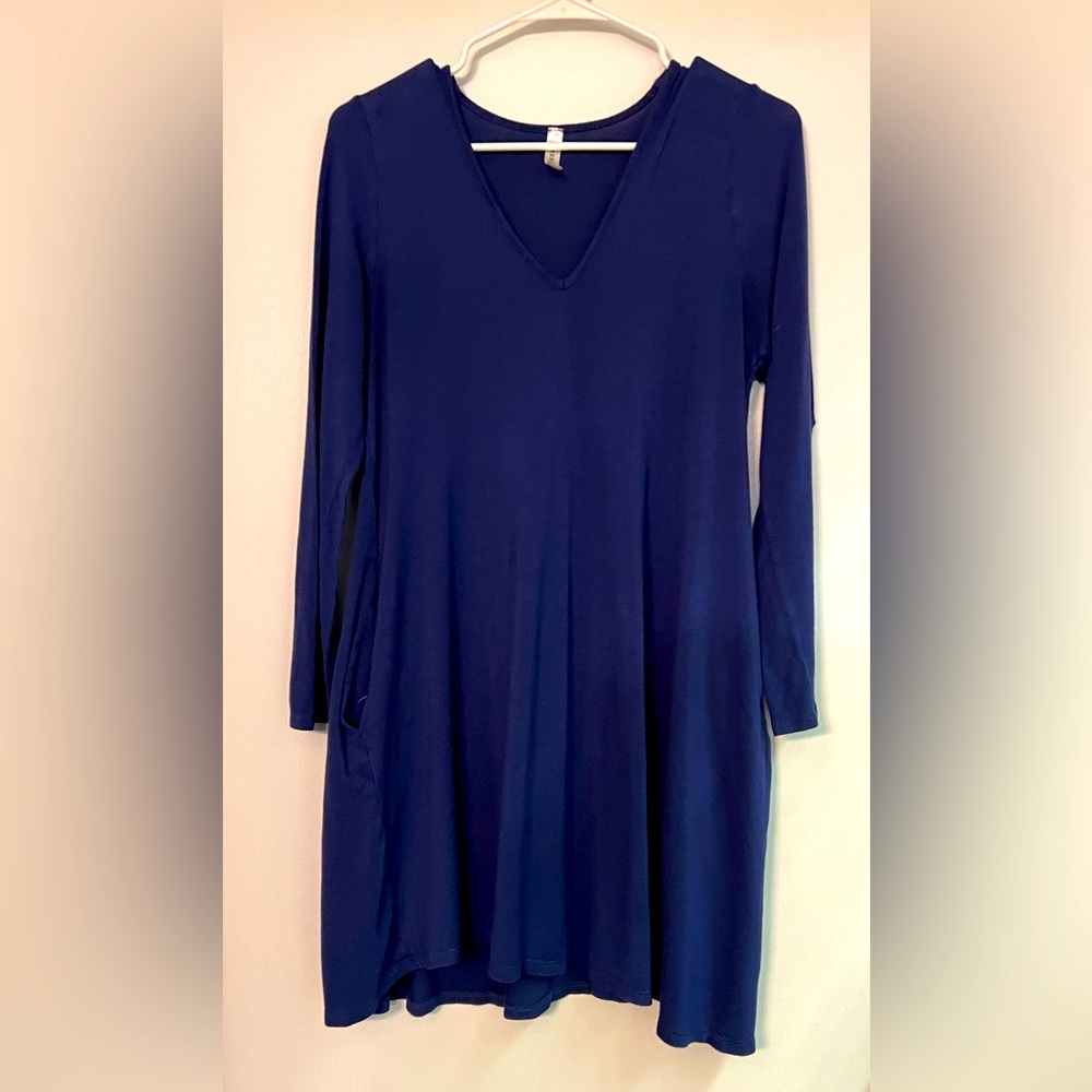 Cute dress or tunic. Beautiful blue color, has pockets on both sides